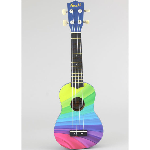 Amahi Penguin Tropical Series Soprano Ukulele Wavy Rainbow