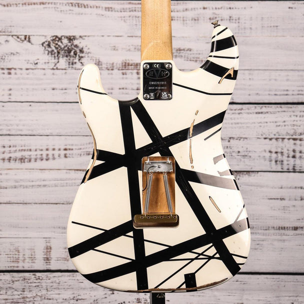 EVH Striped Series ‘78 Eruption Electric Guitar White With Black Stripes Relic